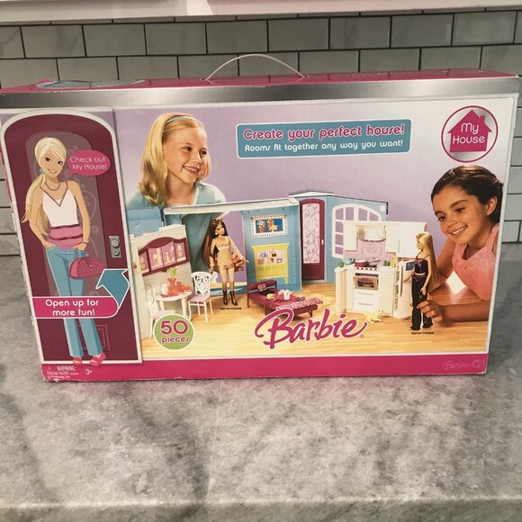 NIB Barbie My House 2007 Modular Dollhouse Playset 50 Pieces Rooms Mattel - Picture 1 of 8